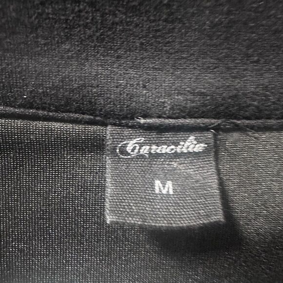 Half Zip Cropped Sweatshirt Womens Medium Black Pullover Lounge Stretch Soft - Picture 4 of 6